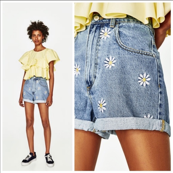 daisy denim shorts